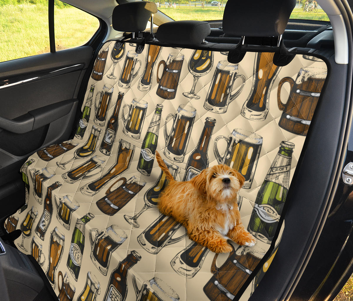 Beer Pattern Print Design 04 Rear Dog Car Seat Cover Hammock
