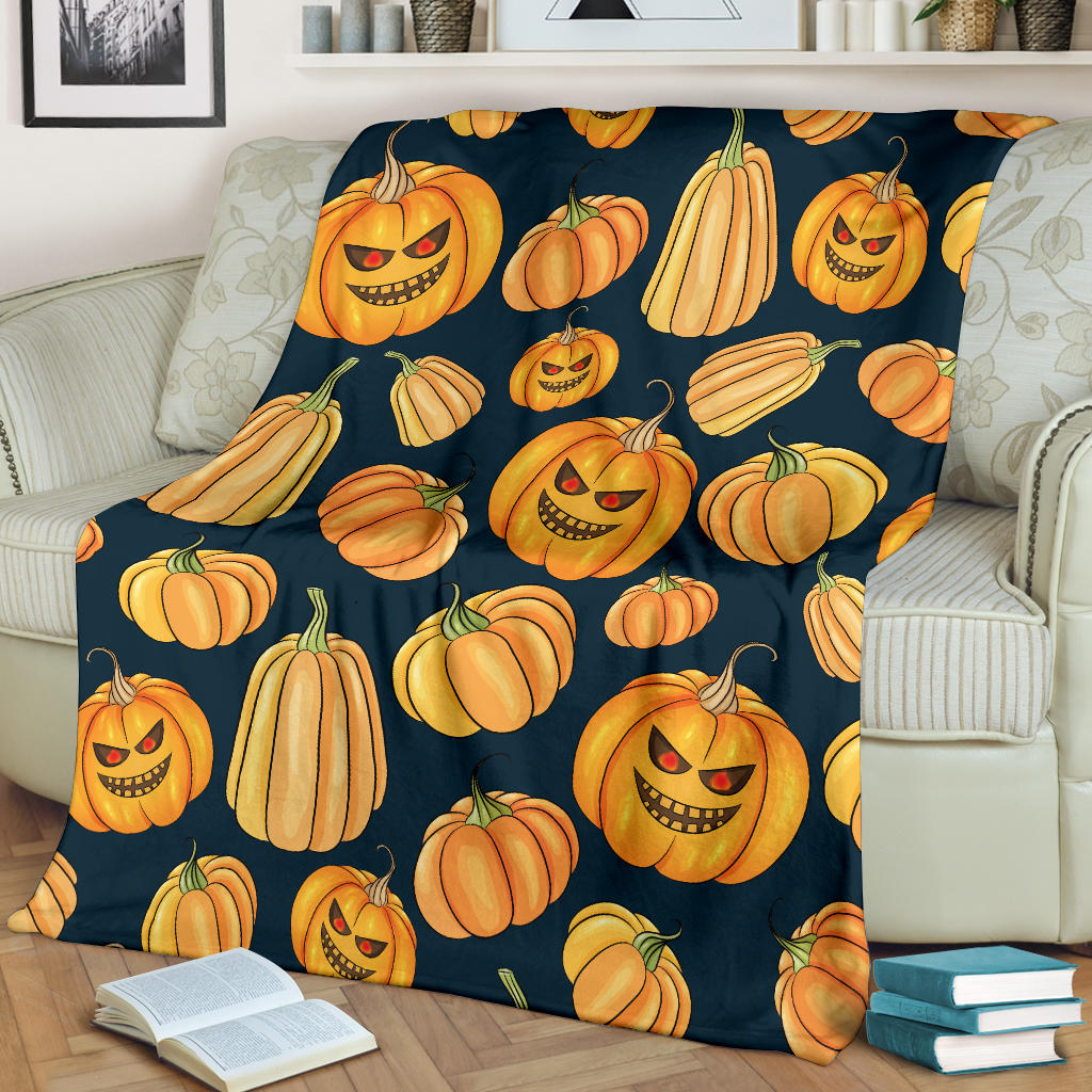 Pumpkin Halloween Pattern Print Design A04 Premium Blanket