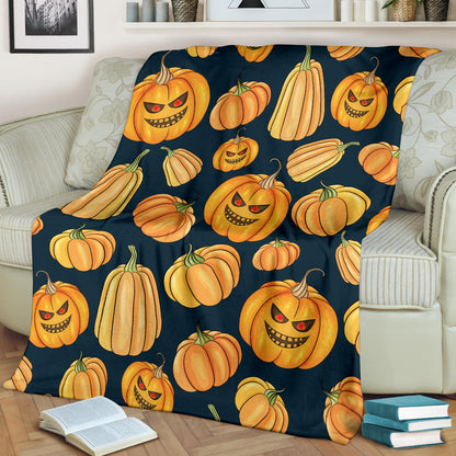 Pumpkin Halloween Pattern Print Design A04 Premium Blanket