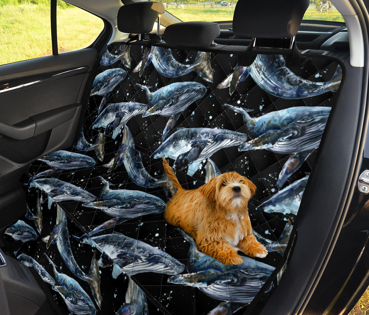 Humpback Whale Pattern Print Design 01 Rear Dog Car Seat Cover Hammock
