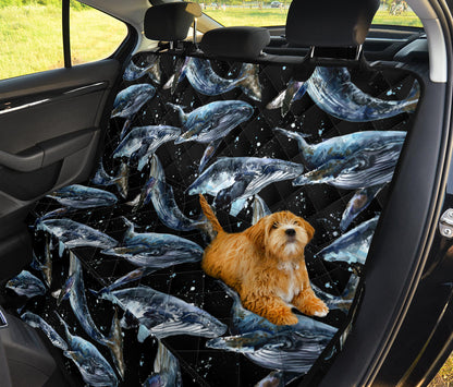 Humpback Whale Pattern Print Design 01 Rear Dog Car Seat Cover Hammock