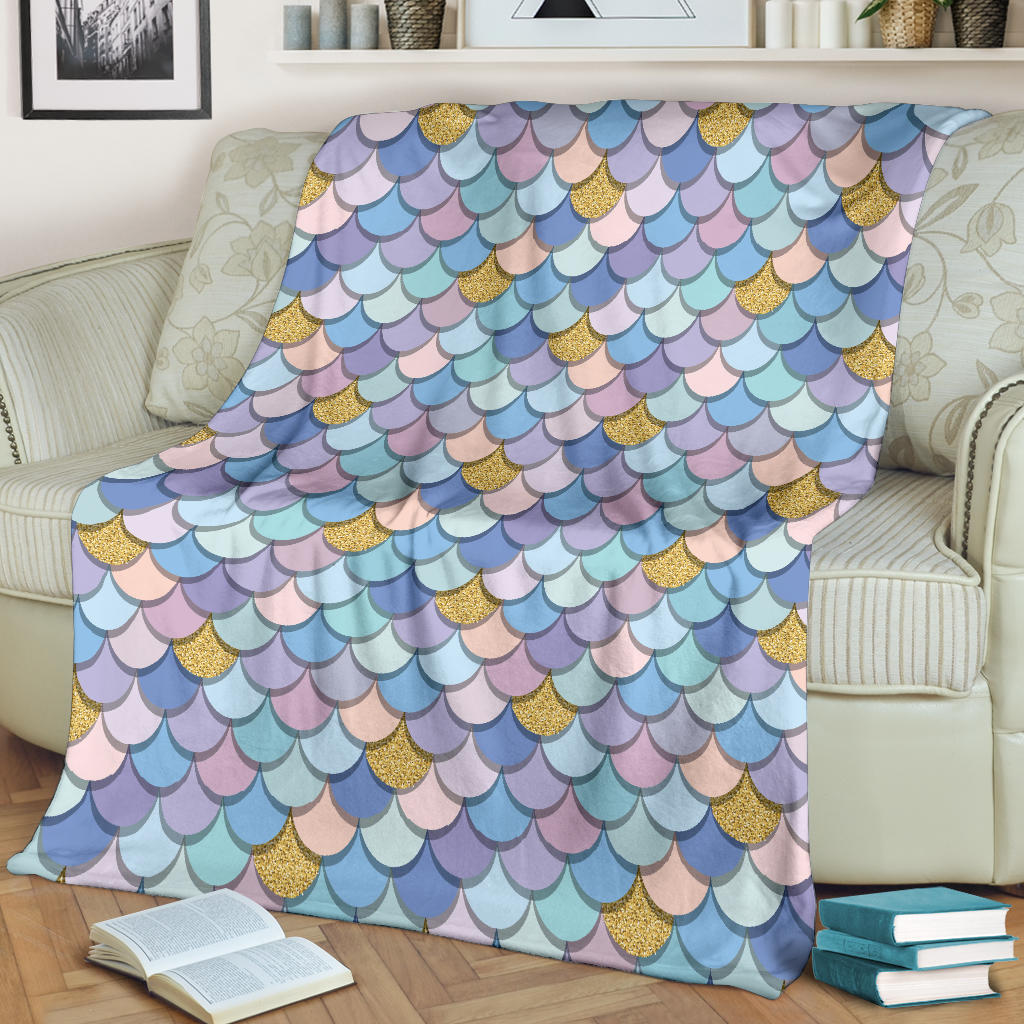 Mermaid Scales Pattern Print Design 05 Premium Blanket
