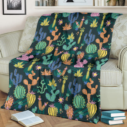 Cactus Pattern Print Design 05 Premium Blanket