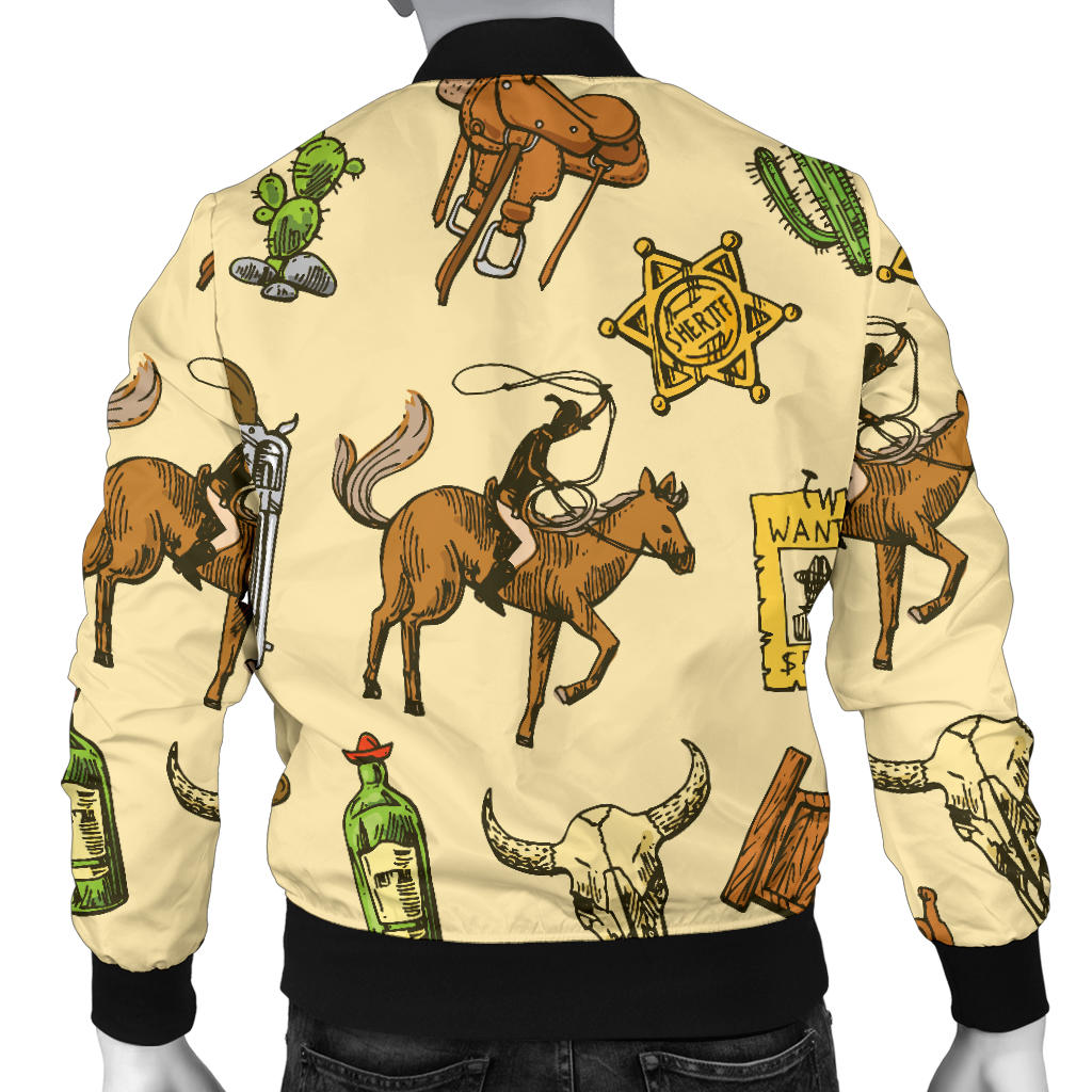 Cowboy Pattern Print Design 04 Men Bomber Jacket