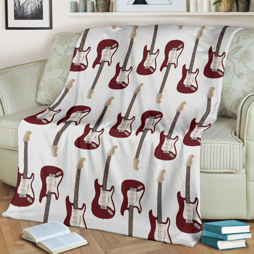 Bass Guitar Pattern Print Design 03 Premium Blanket