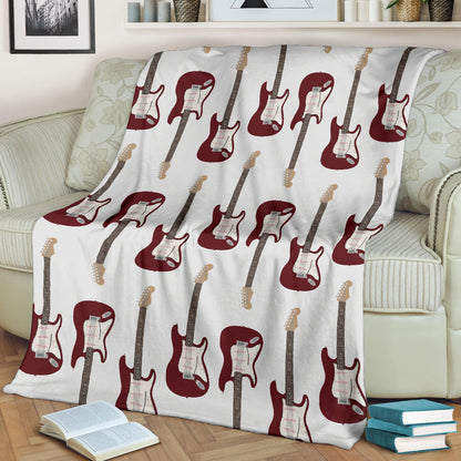 Bass Guitar Pattern Print Design 03 Premium Blanket