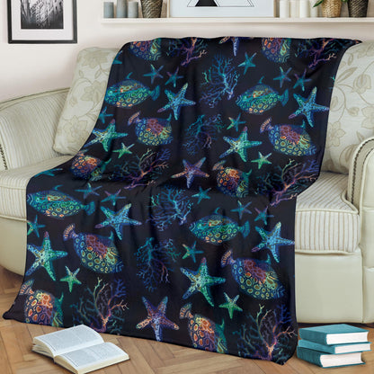 Starfish Pattern Print Design 01 Premium Blanket