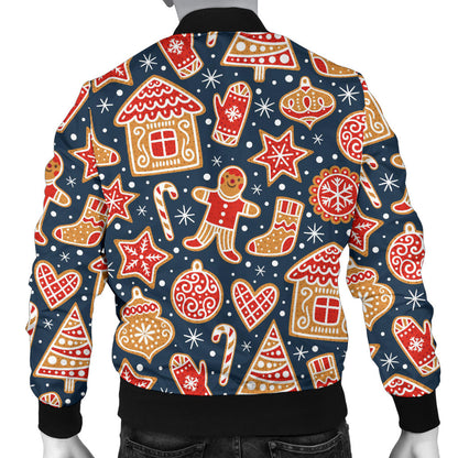Gingerbread Pattern Print Design 03 Men Bomber Jacket