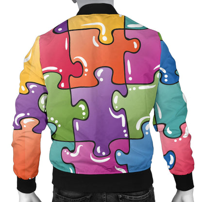 Puzzle Pattern Print Design A05 Men Bomber Jacket