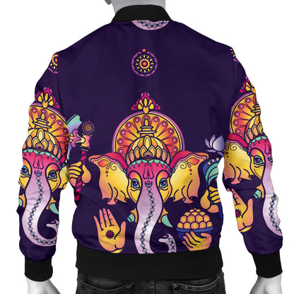 Ganesha Pattern Print Design 04 Men Bomber Jacket