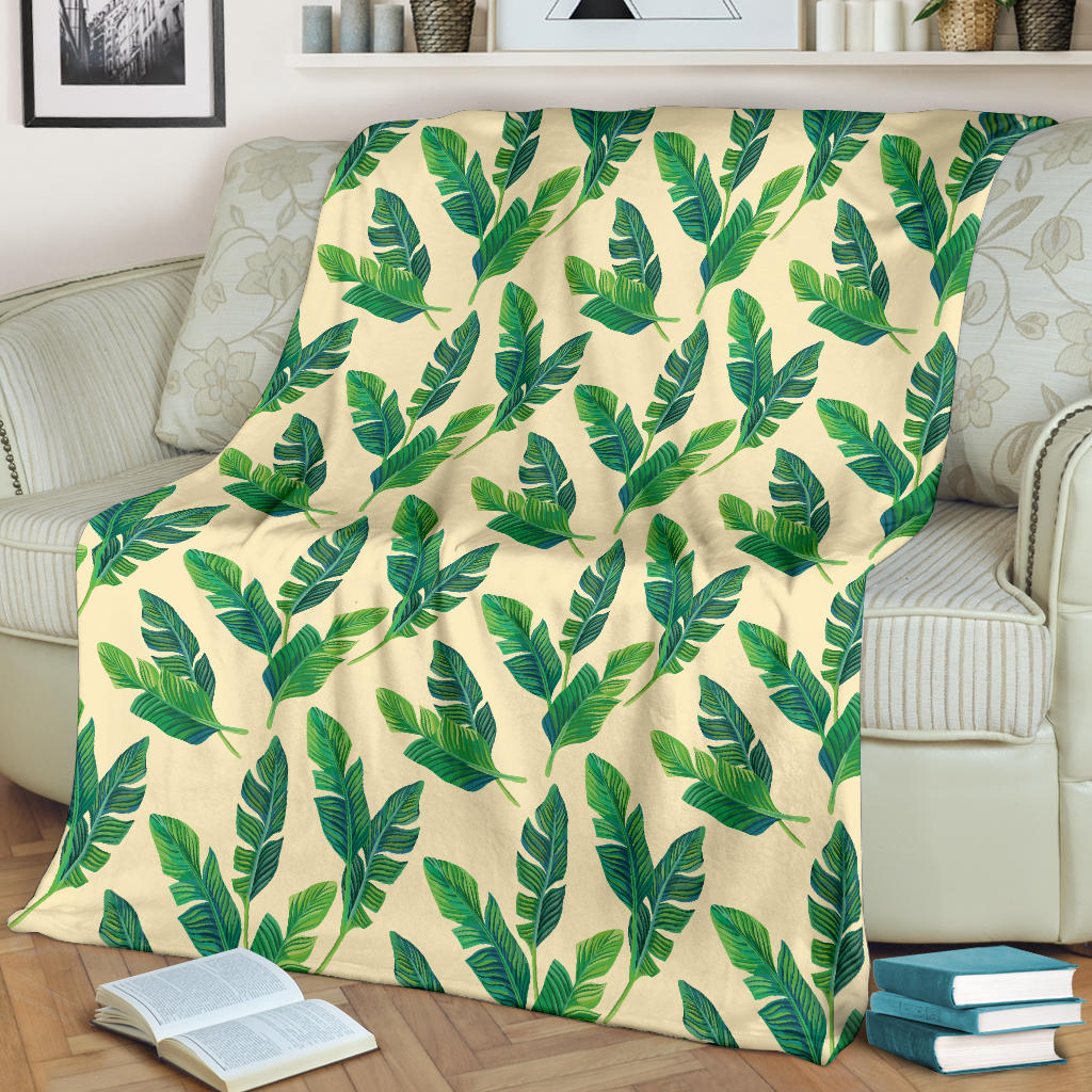 Banana Leaf Pattern Print Design 01 Premium Blanket
