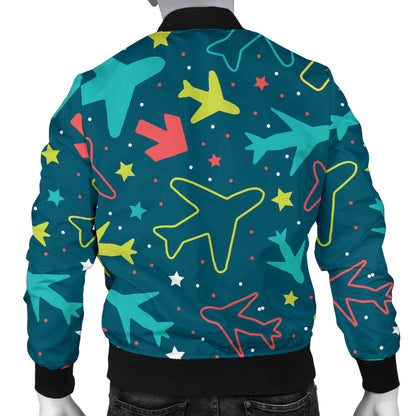 Airplane Pattern Print Design 05 Men Bomber Jacket