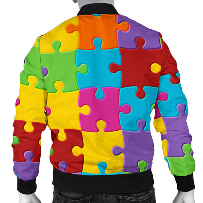 Autism Awareness Pattern Print Design 02 Men Bomber Jacket