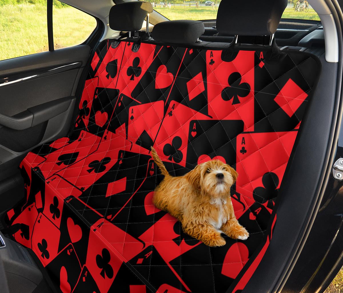Poker Cards Pattern Print Design A01 Rear Dog Car Seat Cover Hammock