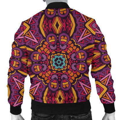 Bohemian Pattern Print Design 10 Men Bomber Jacket