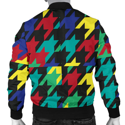 Houndstooth Colorful Pattern Print Design 02 Men Bomber Jacket