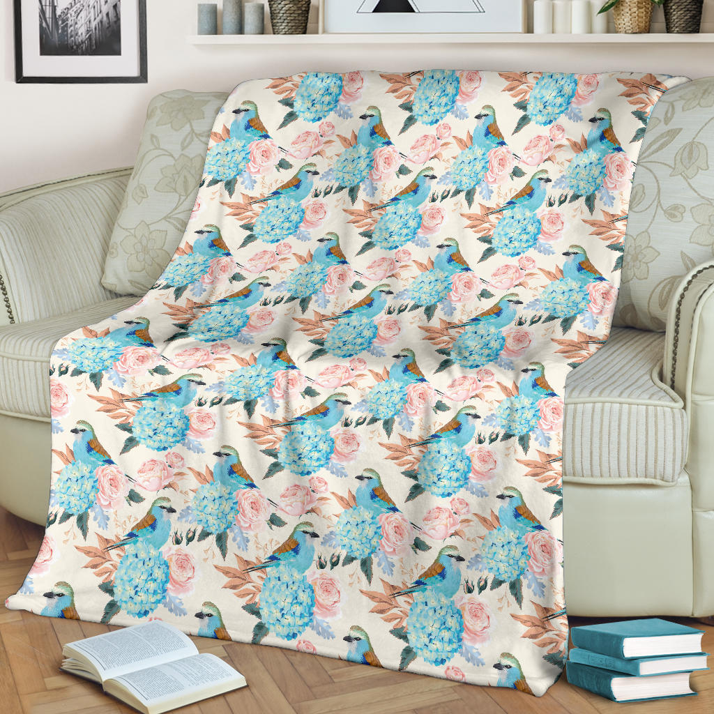 Bluebird Pattern Print Design 03 Premium Blanket
