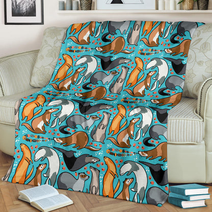 Ferret Pattern Print Design 03 Premium Blanket