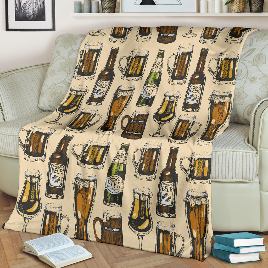 Beer Pattern Print Design 04 Premium Blanket