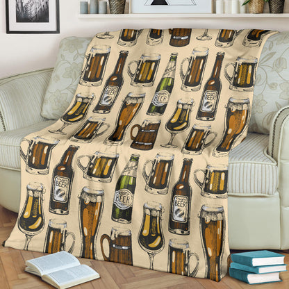 Beer Pattern Print Design 04 Premium Blanket
