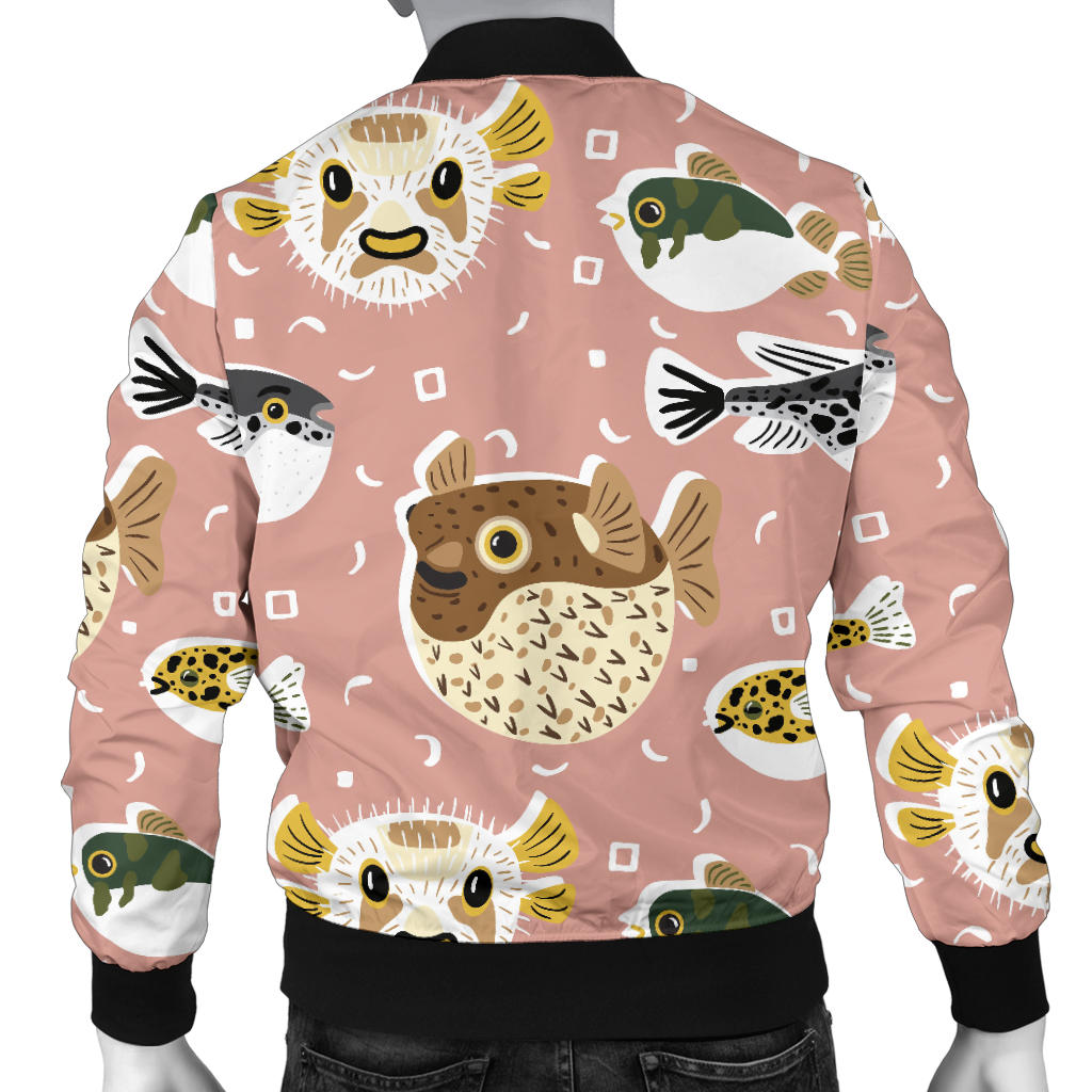 Fugu Cute Pattern Print Design 01 Men Bomber Jacket