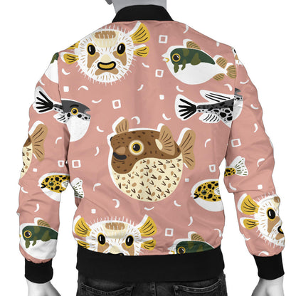 Fugu Cute Pattern Print Design 01 Men Bomber Jacket