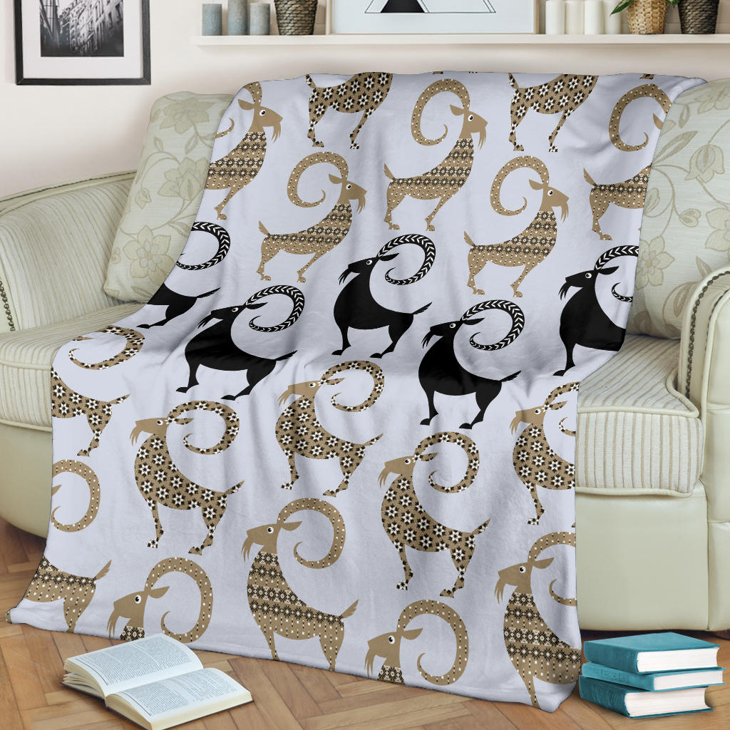 Goat Pattern Print Design 03 Premium Blanket