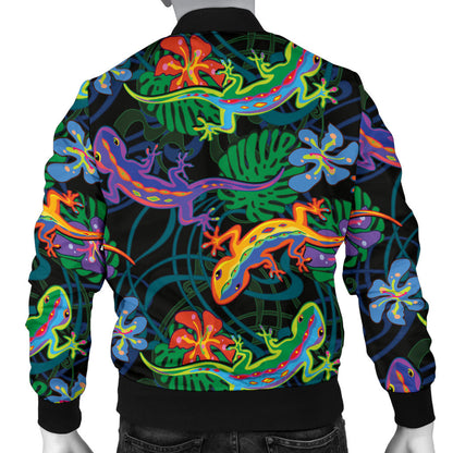 Gecko Colorful Pattern Print Design 01 Men Bomber Jacket