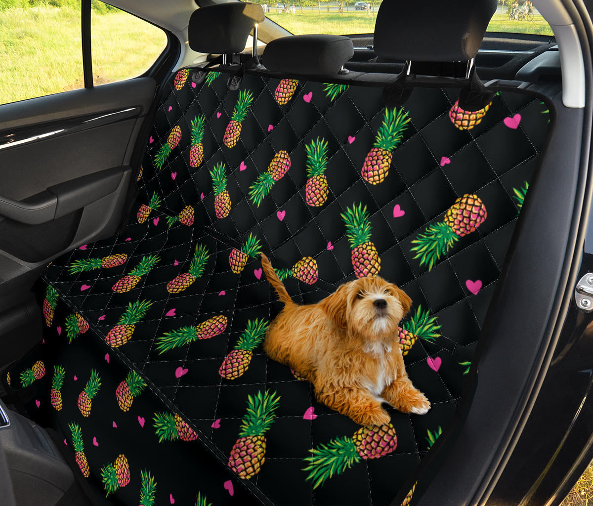 Neon Pineapple Pattern Print Design A04 Rear Dog Car Seat Cover Hammock
