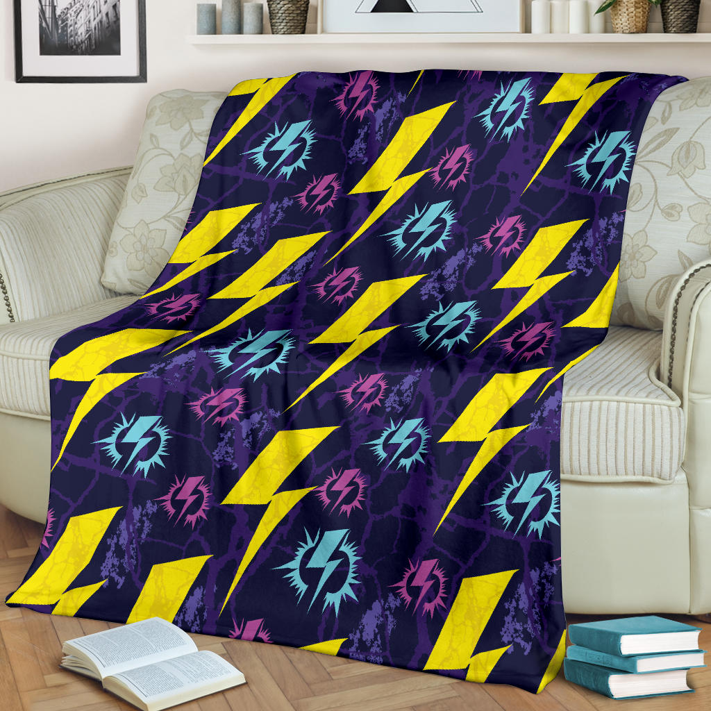 Lightning Thunder Pattern Print Design 01 Premium Blanket