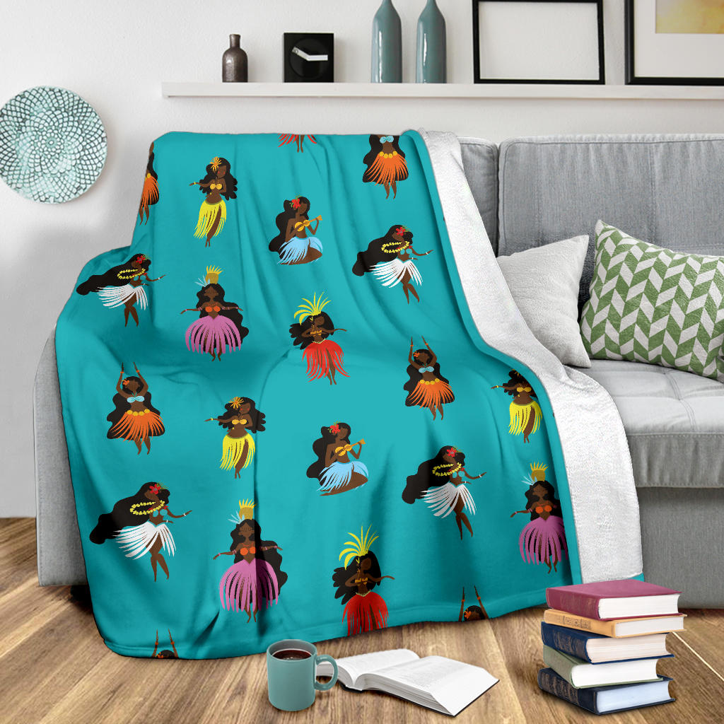 Hula Dancers Pattern Print Design 04 Premium Blanket