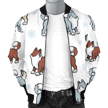 Alaskan Malamute Pattern Print Design 02 Men Bomber Jacket