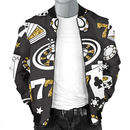 Casino Pattern Print Design 05 Men Bomber Jacket
