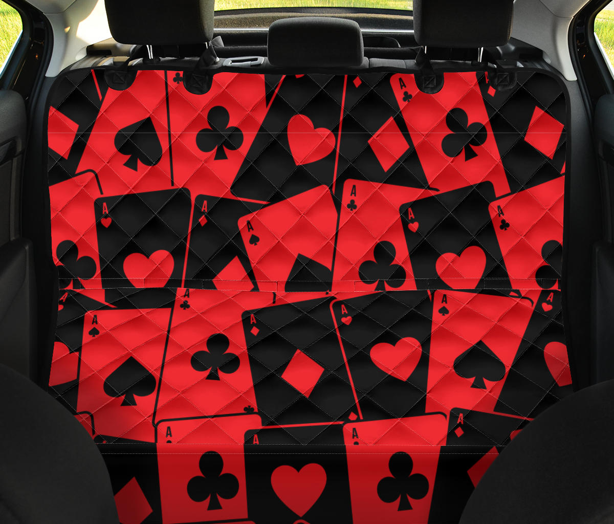 Poker Cards Pattern Print Design A01 Rear Dog Car Seat Cover Hammock