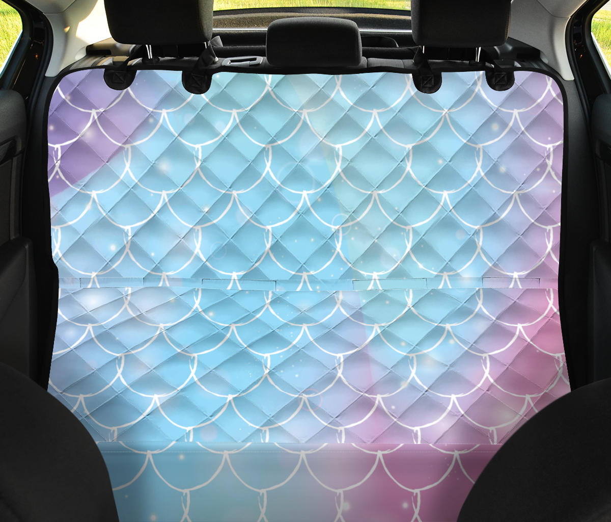 Rainbow Pattern Print Design A06 Rear Dog Car Seat Cover Hammock