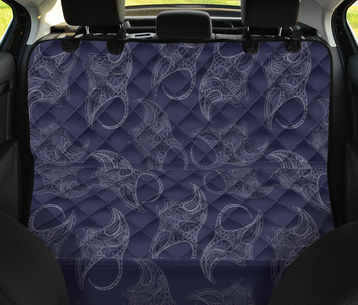 Manta Ray Pattern Print Design 01 Rear Dog Car Seat Cover Hammock