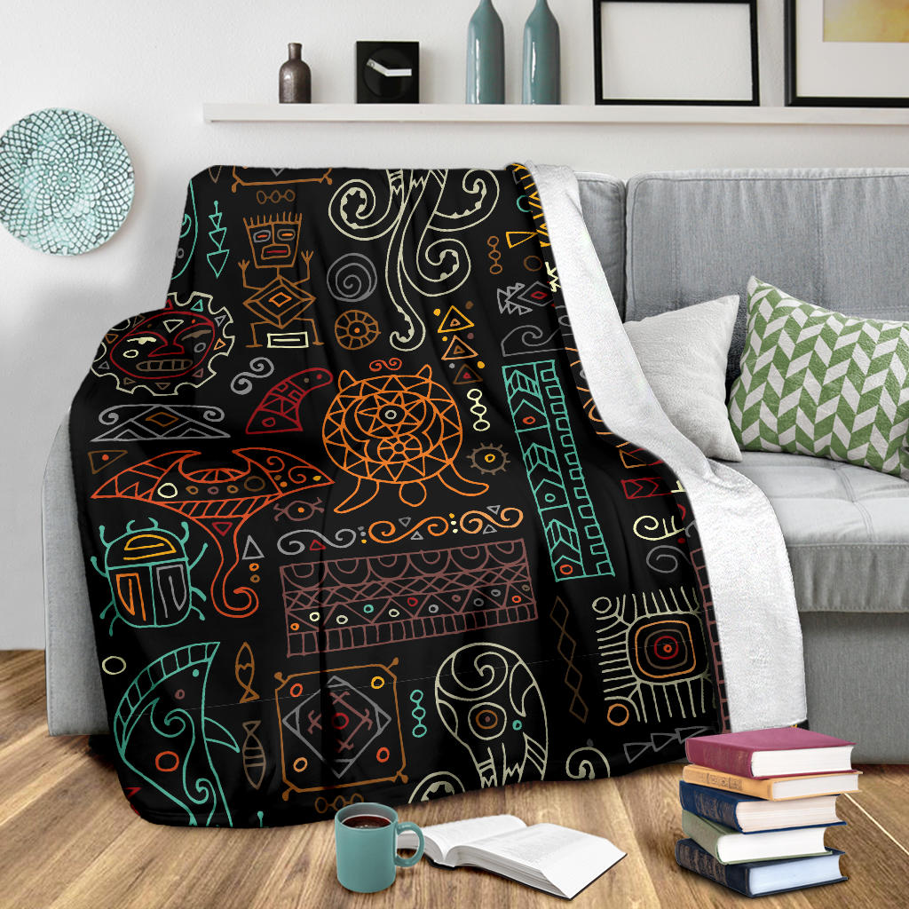 Polynesian Pattern Print Design A04 Premium Blanket