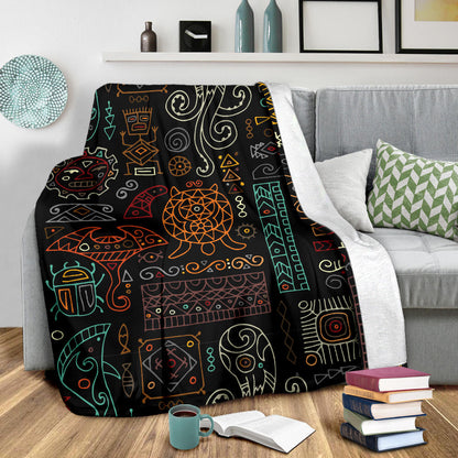 Polynesian Pattern Print Design A04 Premium Blanket