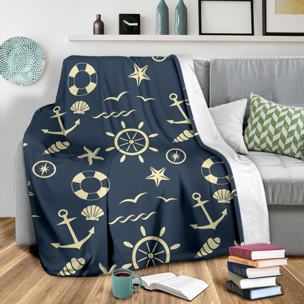 Nautical Pattern Print Design A01 Premium Blanket