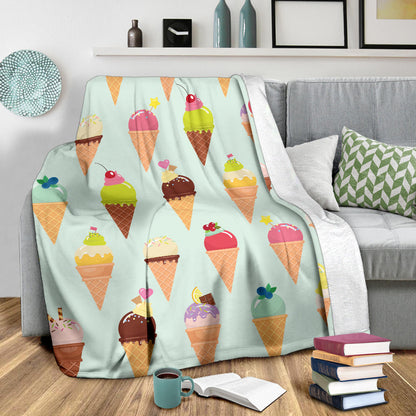 Ice Cream Pattern Print Design 03 Premium Blanket