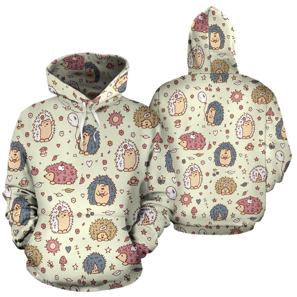 Hedgehog Cute Pattern Print Design 01 Pullover Hoodie