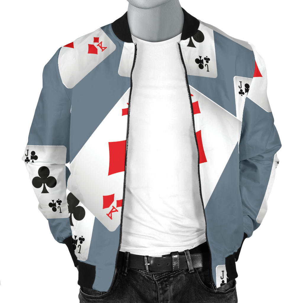 Poker Cards Pattern Print Design A05 Men Bomber Jacket