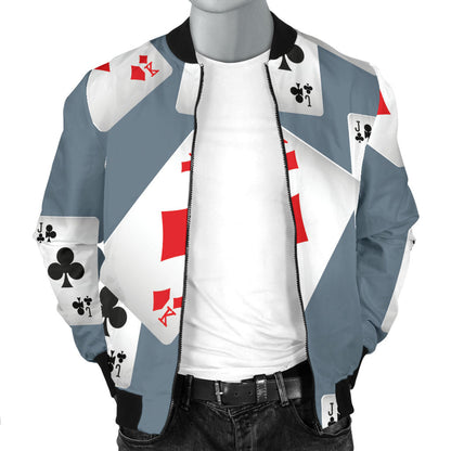 Poker Cards Pattern Print Design A05 Men Bomber Jacket