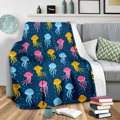 Jellyfish Pattern Print Design 04 Premium Blanket