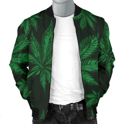 Pot Leaf Pattern Print Design A04 Men Bomber Jacket