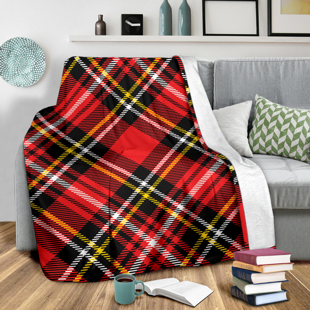 Plaid Red Pattern Print Design A03 Premium Blanket