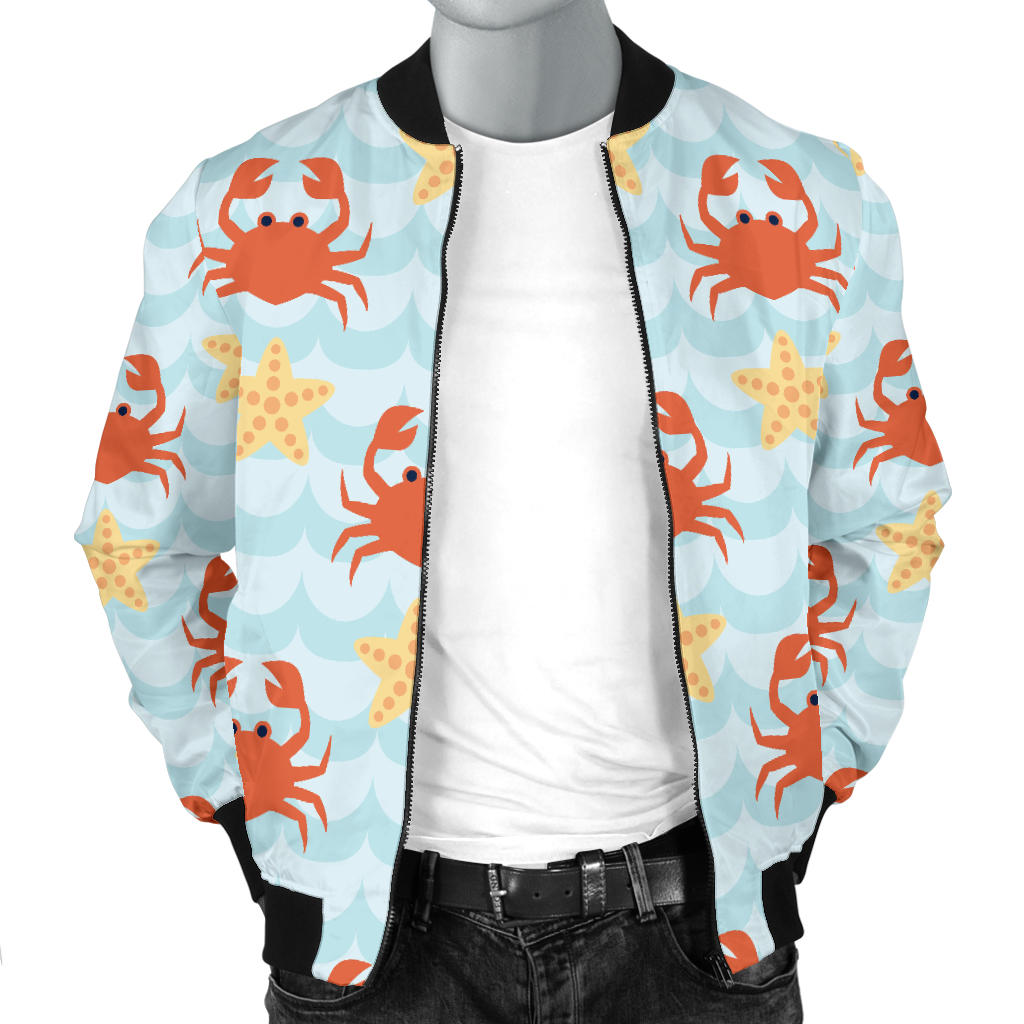 Crab Pattern Print Design 03 Men Bomber Jacket