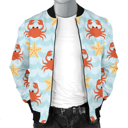 Crab Pattern Print Design 03 Men Bomber Jacket