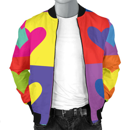 Pop Art Heart Pattern Print Design A01 Men Bomber Jacket