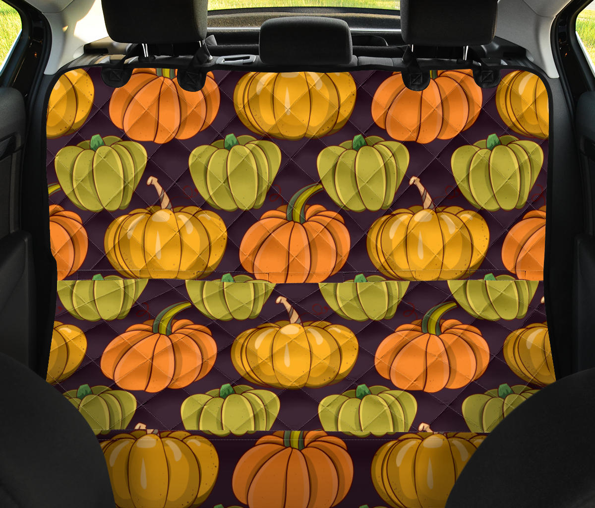 Pumpkin Pattern Print Design A01 Rear Dog Car Seat Cover Hammock